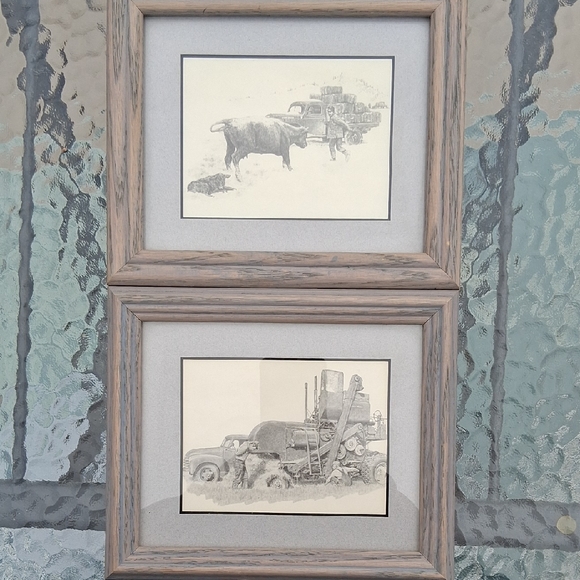 Greytak Mini-Images Other - Greytak Mini-Images Rustic Double Framed Black & Gray Pencil Sketches
